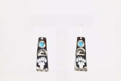 Native America Navajo Sterling Silver Turquoise Dangling Earring's By Jeff James Jr.