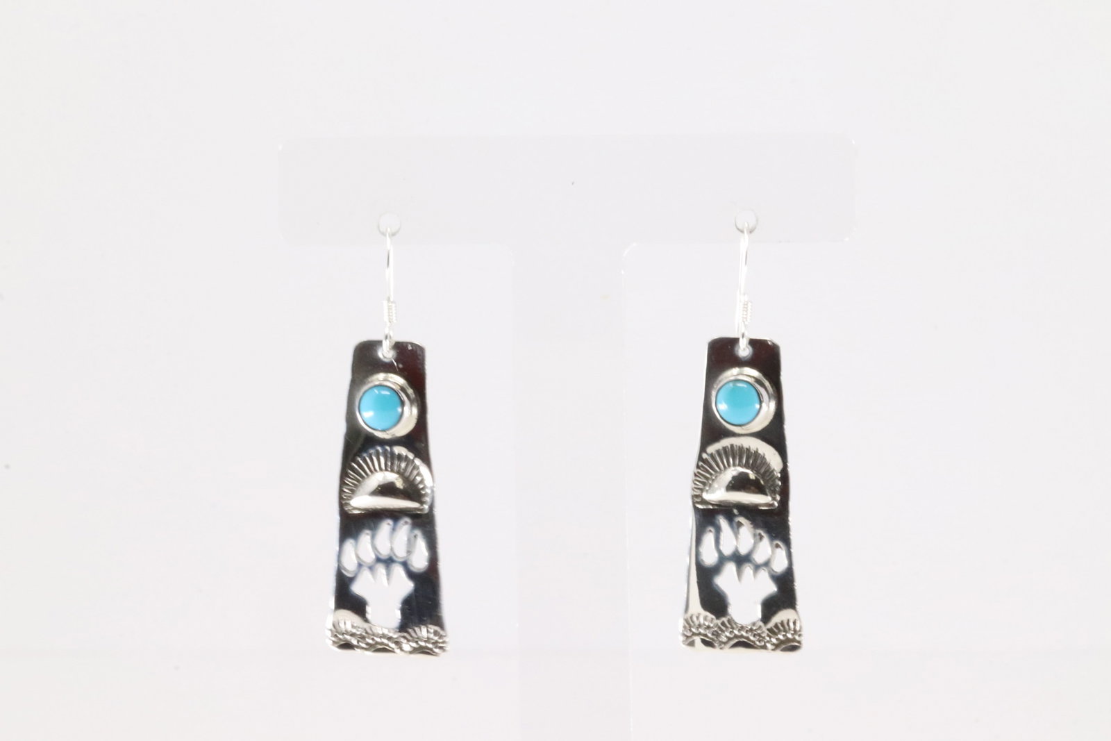 Native America Navajo Sterling Silver Turquoise Dangling Earring's By Jeff James Jr.: This is a Native America Navajo Sterling Silver Turquoise Dangling Earring's By Jeff James Jr.