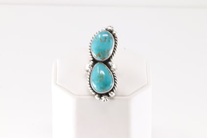 Native American Navajo Sterling Silver Turquoise Ring By Eugene Belone.