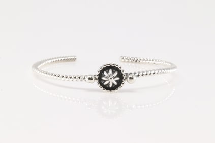 Native America Navajo Sterling Silver Solid Bracelet Cuff By Sheena Jake.