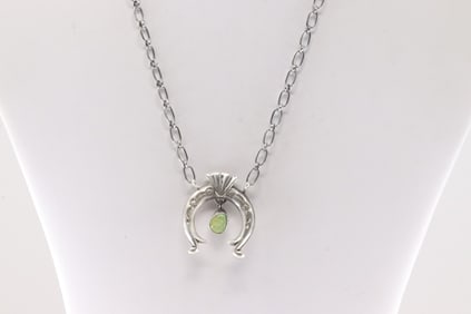 Native America Navajo Sterling Silver Palomino Naja Necklace By Gary Shorty.