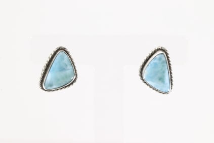 Native America Navajo Sterling Silver Larimar Post Earring's By Elouise Kee.