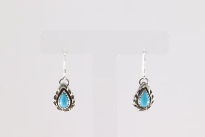 Native America Navajo Sterling Silver Turquoise Dangling Earring's By Theresa Smith.