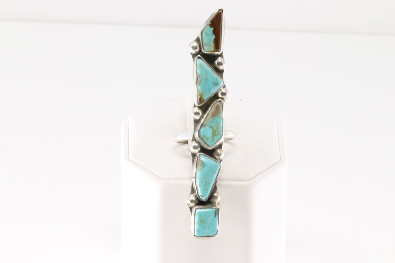 Native America Zuni Sterling Silver Kingman Turquoise Ring By Jude Candelaria. (1 of 4)