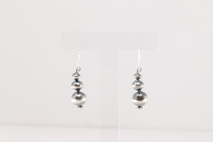Native America Navajo Sterling Silver Pearl Beaded Dangling Earring's By Treva Jim.