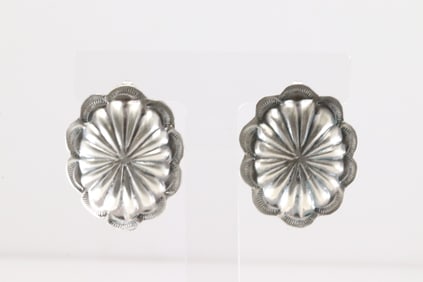 Native America Navajo Sterling Silver Conch Post Earring's By Joan Ryan Begay.