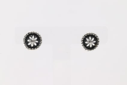 Native America Navajo Sterling Silver Solid Post Earring's By Etta Larry.