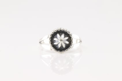 Native America Navajo Sterling Silver Solid Stamped Ring By Paige Gordon.