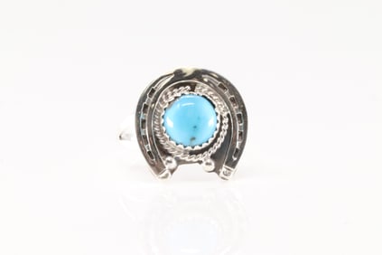 Native America Navajo Sterling Silver Turquoise Naja Ring By Alice Rose Saunders.