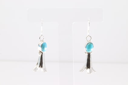 Native America Navajo Sterling Silver Turquoise Blossom Dangling Earring's By Rosemary Martinez.