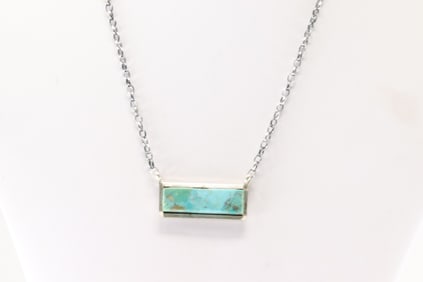 Native America Navajo Sterling Silver Kingman Turquoise Necklace By Steve Francisco.