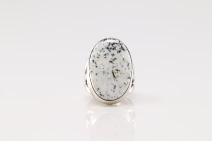 Native America Navajo Sterling Silver White Buffalo Ring By A.M.
