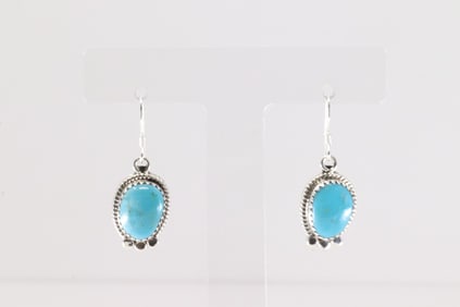 Native America Navajo Sterling Silver Turquoise Dangling Earring's By Sharon McCarthy.