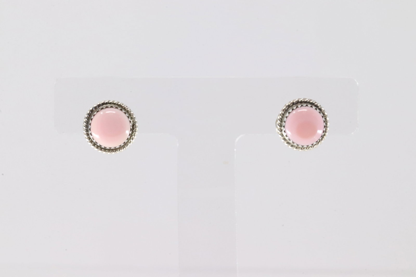 Native America Navajo Sterling Silver Pink Conch Shell Post Earring's By Esther White.: This is a Native America Navajo Sterling Silver Pink Conch Shell Post Earring's By Esther White.