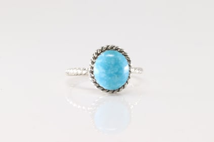 Native America Navajo Sterling Silver Turquoise Ring By Aaron Begay.