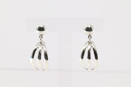 Native America Navajo Sterling Silver Solid Post / Dangling Earring's By James Bahe.