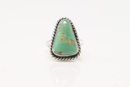 Native America Navajo Sterling Silver Turquoise Ring By Dixon.