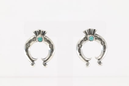 Native America Navajo Sterling Silver Turquoise Naja Post Earring's By Adrienne Gordan.
