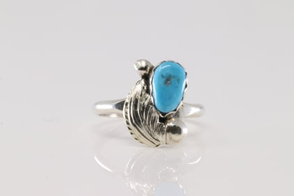 Native America Navajo Sterling Silver Turquoise Ring By Simplicio.