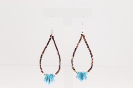 Native America Navajo Sterling Silver Turquoise & Heishi Dangling Earring's.