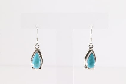 Native American Navajo Sterling Silver Turquoise Dangling Earring's By Sharon McCarthy.