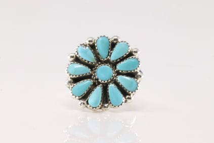 Native America Navajo Sterling Silver Turquoise Ring By Alicia Wilson.