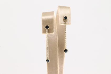 Sapphire & Diamond Stud / Dangling Earring 14Kt.