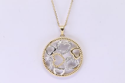 14Kt Yellow Gold Diamond Heart Pendant.