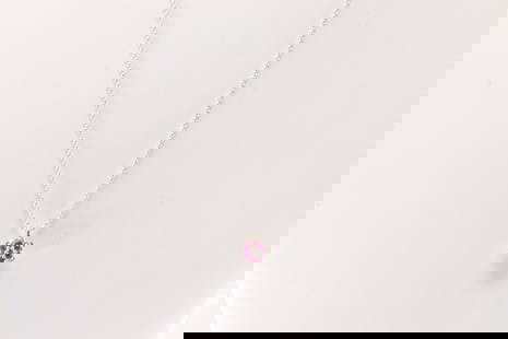 Ruby & Diamond Pendant / Necklace 14Kt.: Ladies 14Kt White Gold Ruby & Diamond Pendant / Necklace. This charming pendant has pink rubies with round diamonds and a 14k white necklace. Neckalce length: 16.00" 3.60 Grams.