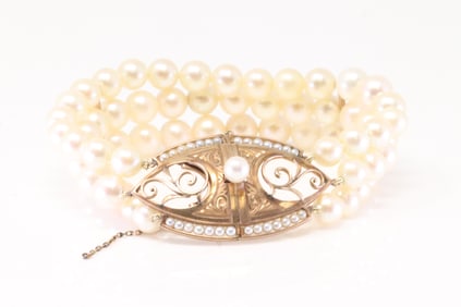 Art Deco Pearl Bracelet 14Kt.