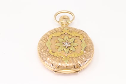 Vintage Elgin Pocket Diamond Watch 14Kt.