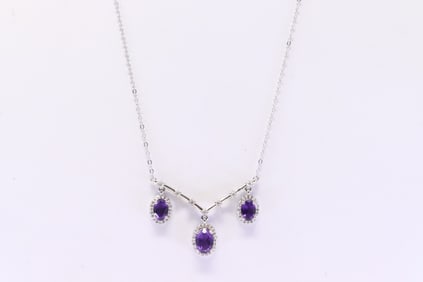 Methyst & Diamond Necklace 10Kt.