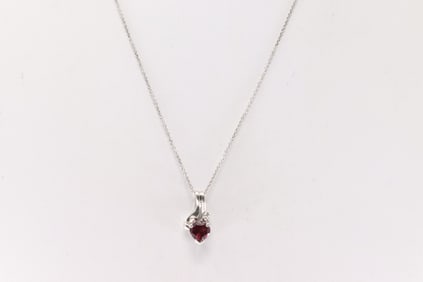 Ruby & Diamond Heart Pendant / Necklace 14Kt.