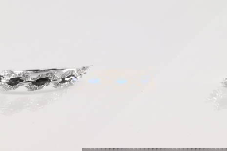 Sapphire & Diamond Ring 14Kt.: Ladies 14Kt White Gold Sapphire & Diamond Ring. This Elegant Ring has 5 Blue Sapphires with 54 round Diamonds. Diamonds weight: 0.27ctw. Sapphires weight: 0.58ctw. Ring size: 6.50. Total weight: 2.30