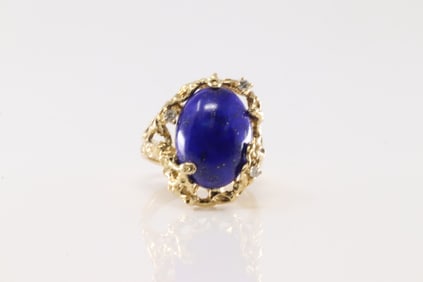 Lapis & Diamond Ring 14Kt.