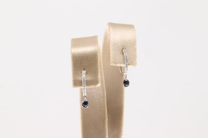 Sapphire &Diamond Hoop Earring 14Kt.
