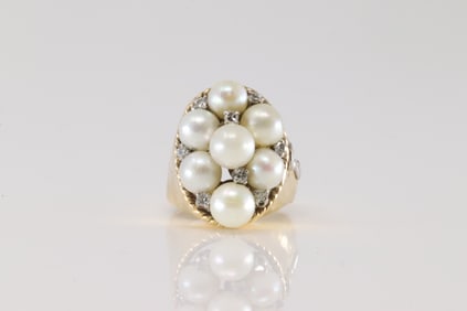 Pearl & Diamond Ring 14Kt.