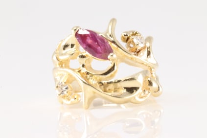 Ruby & Diamond Ring 14Kt.
