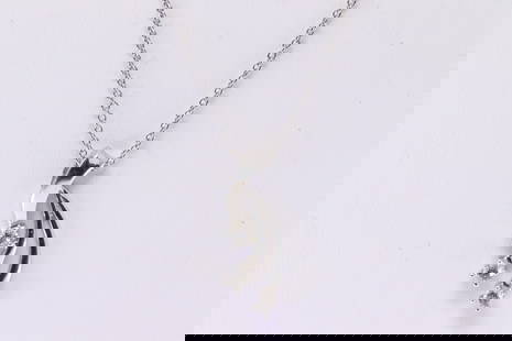Diamond Pendant / Necklace 14Kt.: 14Kt White Gold Diamond Pendant / Necklace. Pendant has 3 Diamonds with A 14K Necklace. Necklace length: 18.00" Total weight: 2.30 Grams.