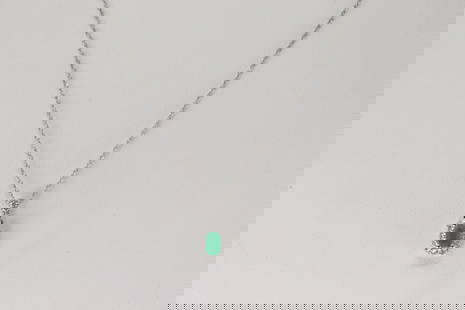 Emerald & Diamond Pendant / Necklace 14Kt.: Ladies 14Kt White Gold Emerald & Diamond Pendant / Necklace. This Necklace has Pendant with Green Emerald and 22 Sparkling Diamonds. Diamonds weight: 0.09ctw. Emerald weight: 0.20ct. Necklace length: