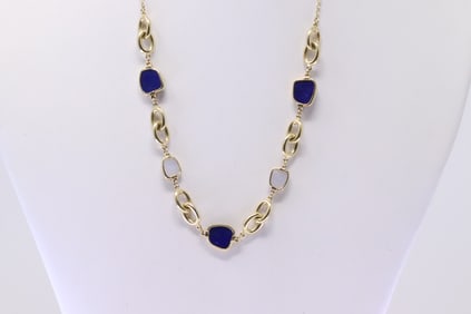 Lapis & Pearl Necklace 14Kt.