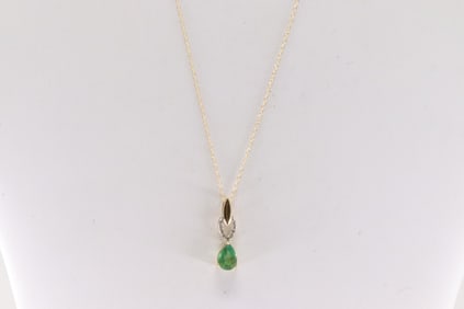 Emerald & Diamond Pendant / Necklace 10Kt.