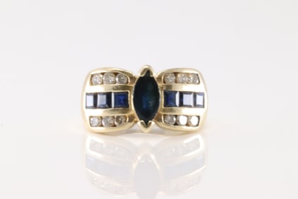 Marquise Sapphire & Diamond Ring 14Kt.