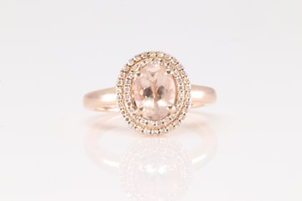Morganite & Diamond Ring 14Kt.