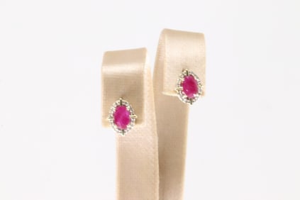 Ruby & Diamond Stud Earring 10Kt.