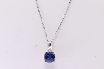 Blue Gemstone & Diamond Pendant