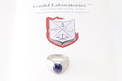 Star Sapphire Unheated Platinum Ring
