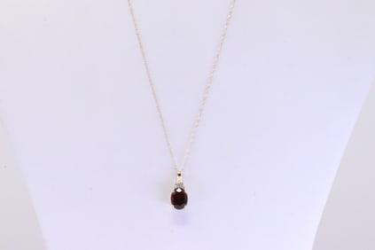 Garnet & Diamond Pendant / Necklace 10Kt.