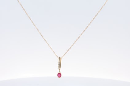 Ruby & Diamond Pendant / Necklace 14Kt.