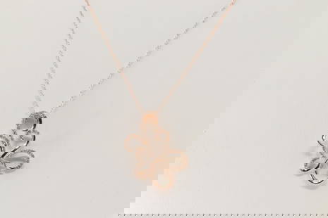 Diamond Pendant & Necklace 14Kt.: Ladies 14Kt Rose Gold Diamond Pendant / Necklace. This Elegant pendant has Sparkling round Diamonds with a Necklace. Diamonds weight: 0.25ctw. Necklace length: 18.00" Total weight:2.30 Grms.